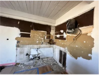 Kitchen remodeling demolition and wall preparation stage